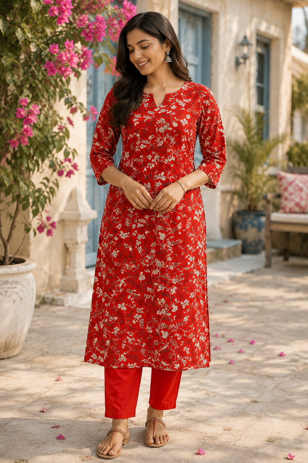 Crimson Vine Lining Kurta Pant