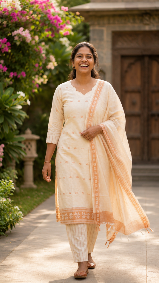 Ivory Grace Handloom Lining Cotton Salwar
