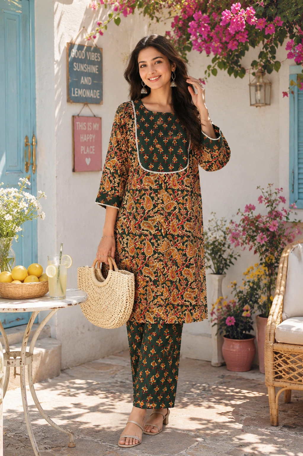 Emerald Paisley Pure Cotton Kurta Pant