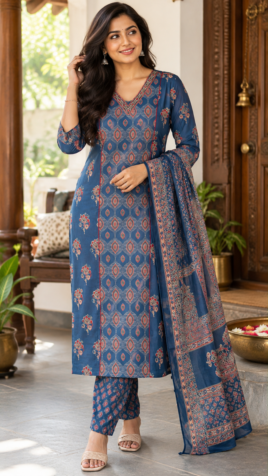 Indigo Ajrakh Cotton Salwar