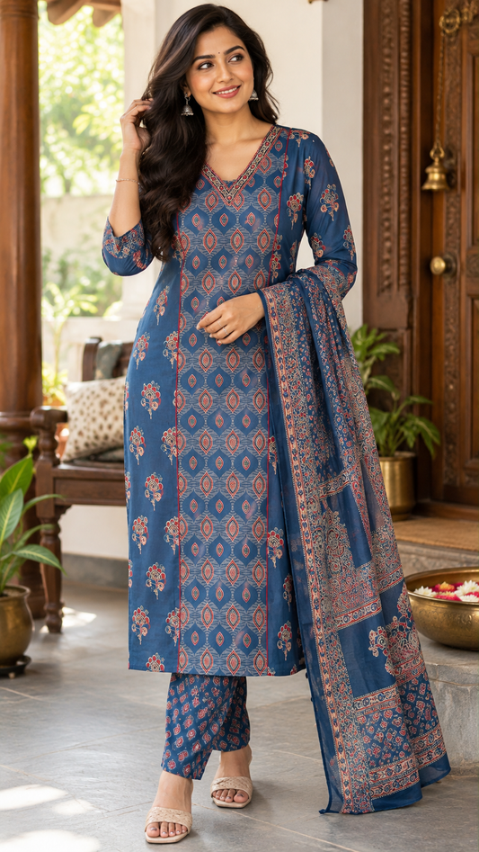 Indigo Ajrakh Cotton Salwar