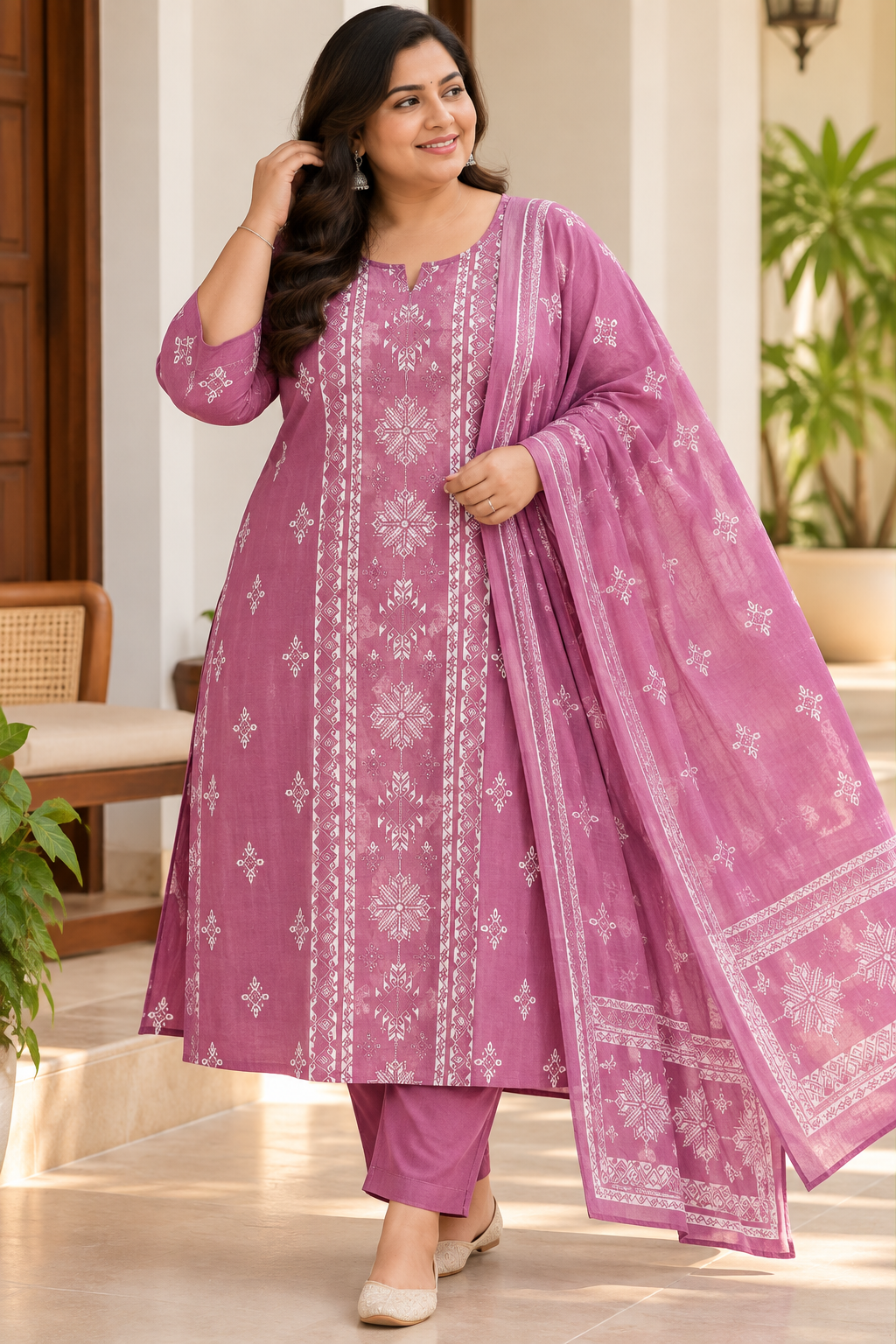 Dusty Rose Plus Size Mul Cotton Salwar