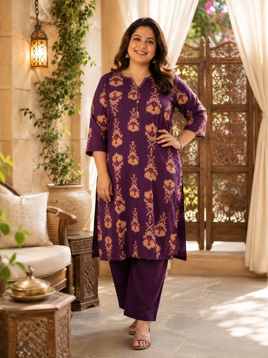 Royal Amethyst Plus Size Kurta Pant