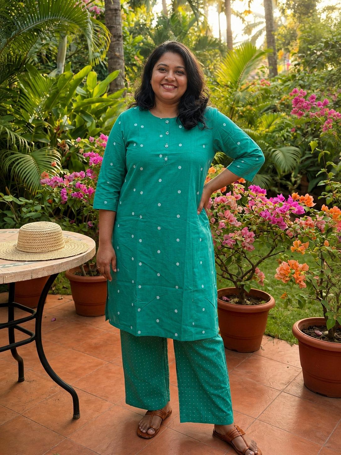 Emerald Dew Dot Plus size Kurta Pant