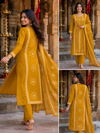 Mustard Veena Handblock Salwar