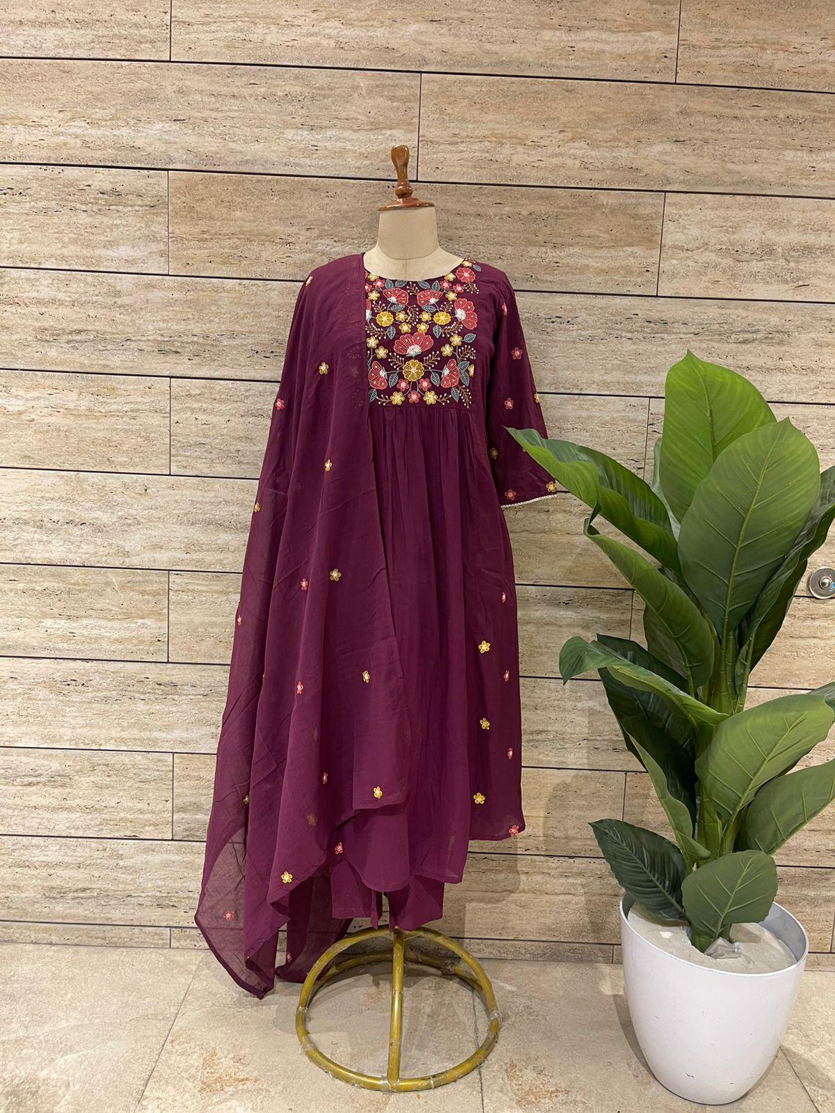 Cherry Anarkali Mul Cotton Salwar