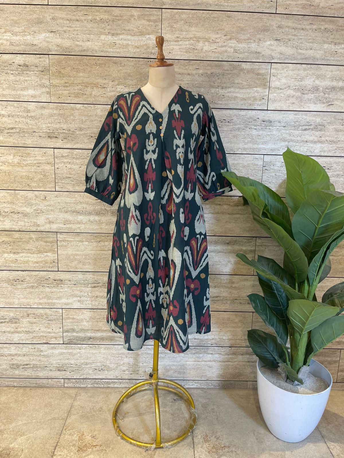 Dark Green Cotton Flex Maxi