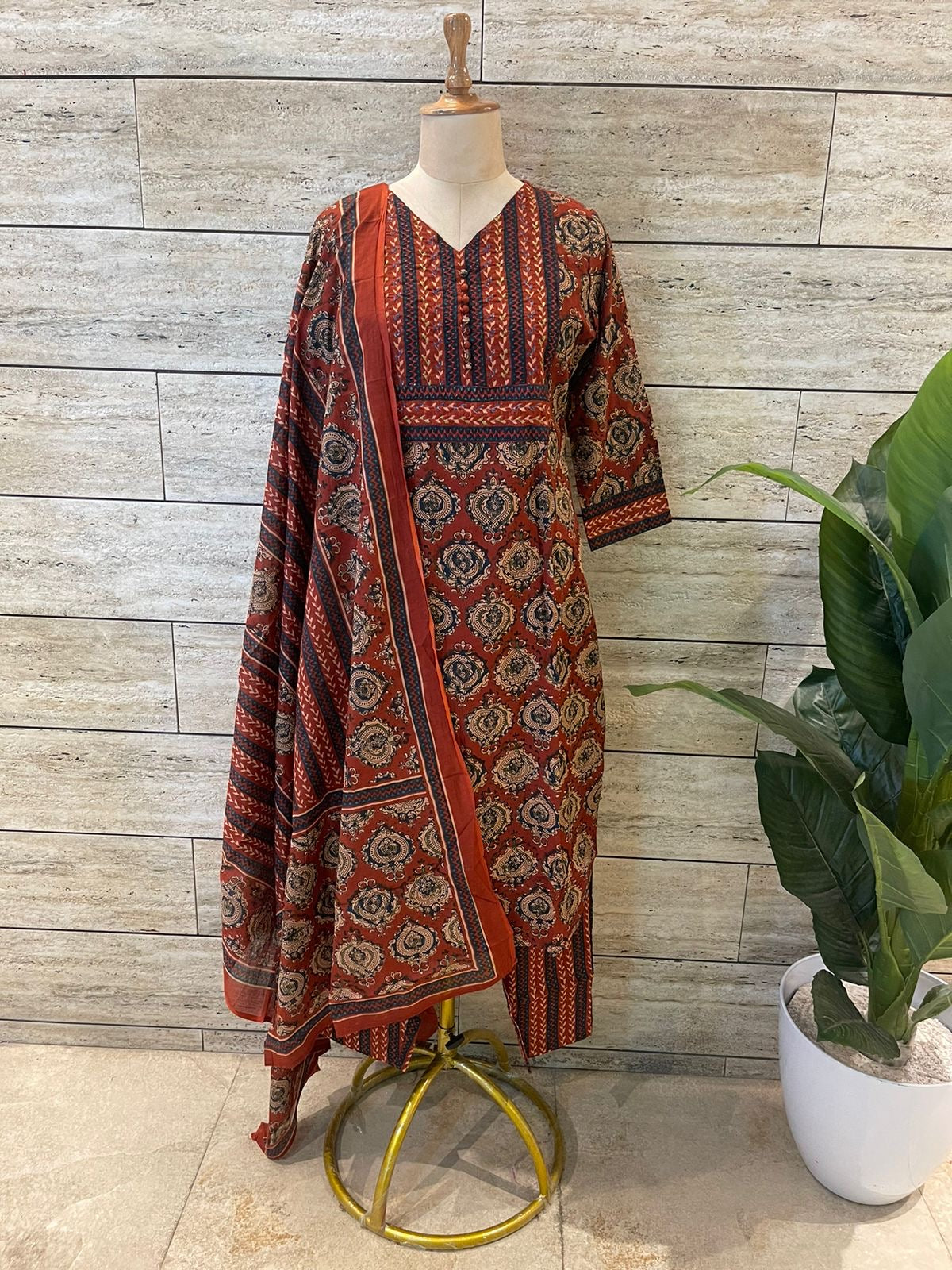 Brick Red Ajrak Salwar