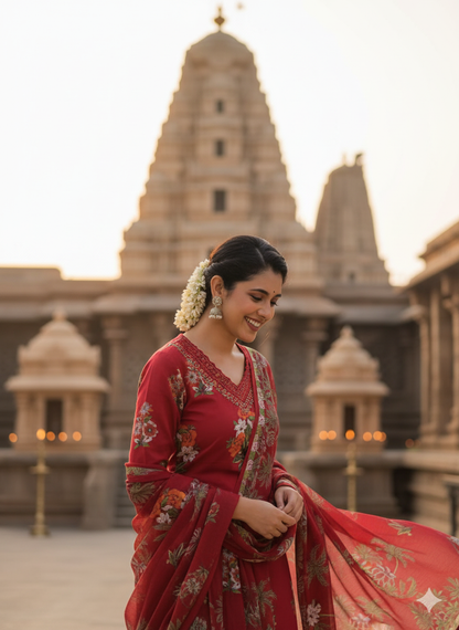 Red Mul cotton Salwar