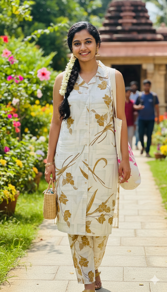Mustard Beige Cotton Flex Coords