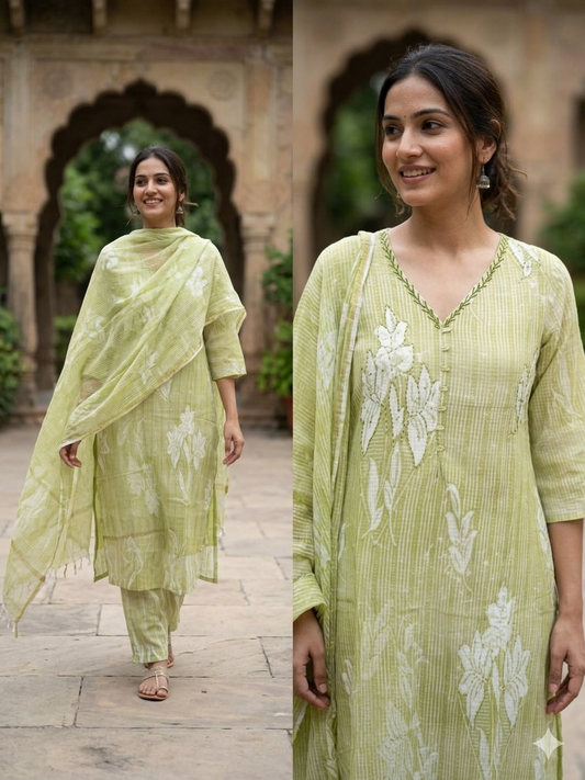 Olive Whisper Kota Cotton Salwar