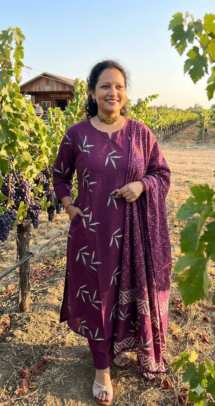Wineleaf Aura – Plus Size Cotton A-Line Salwar