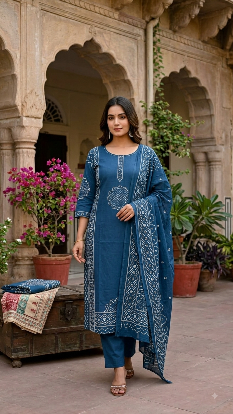 Indigo Heritage Mul Cotton Salwar