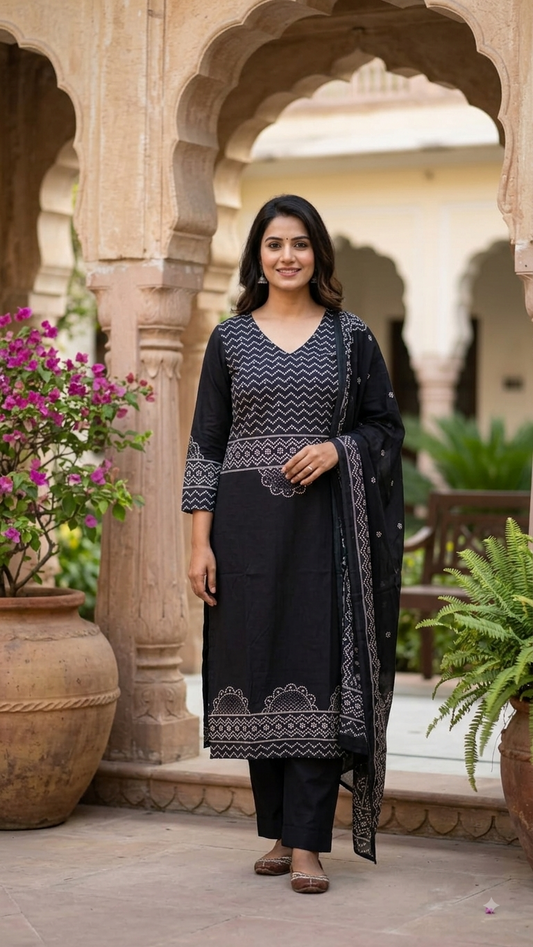 Midnight Chevron Cotton Salwar