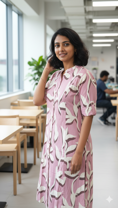 Millenial Pink Cotton Kurta