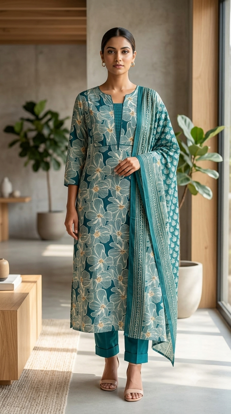 Teal Blossom Grace Salwar