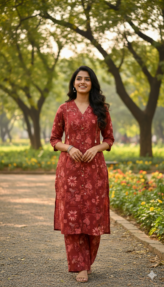 Rust Bloom Cotton Co-Ord