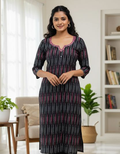 Black Cotton Kurta Pant