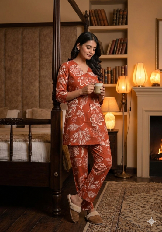 Rust Blossom Cotton Pyjama