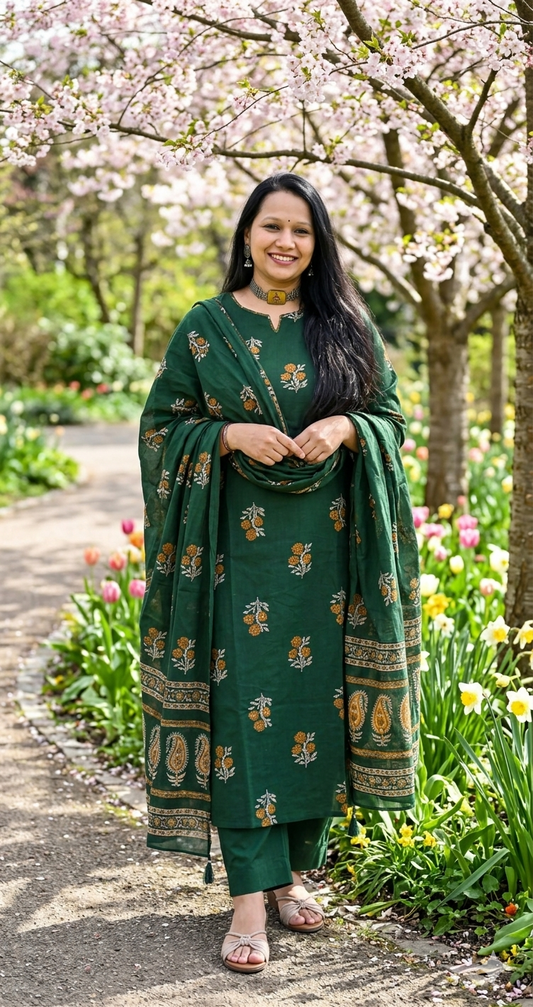 Emerald Vanya – Handloom Cotton A-Line Salwar