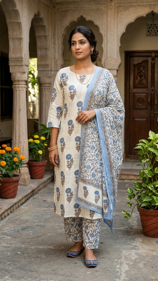 Azure Meadow Cotton Salwar