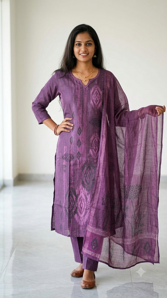Deep Purple Linen Lining Salwar