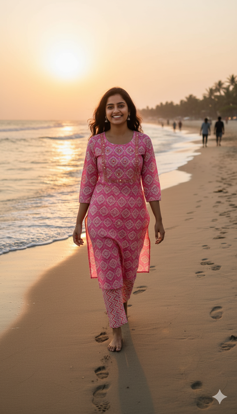 Pink Rose Kurta pant