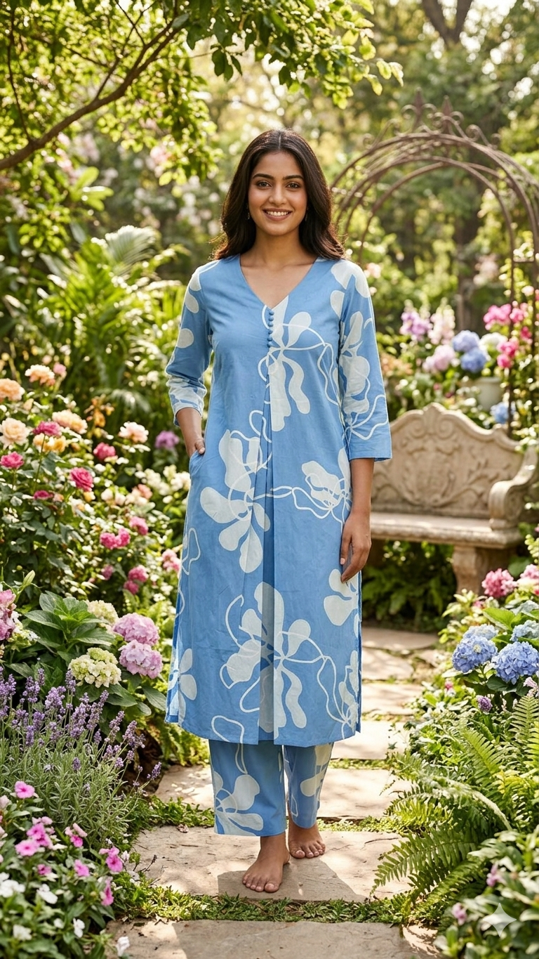 Sky Bloom Cotton Co-ords