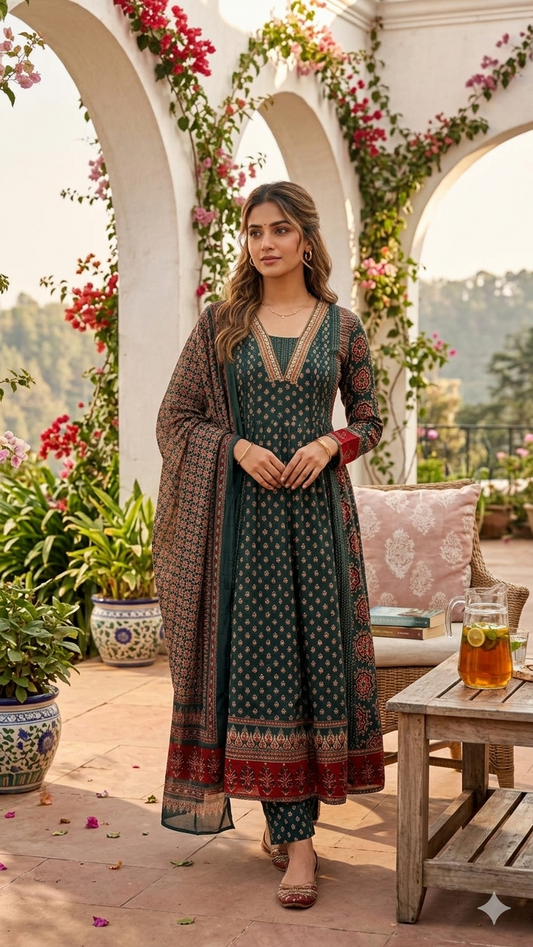 Dark Emerald Anarkali Salwar