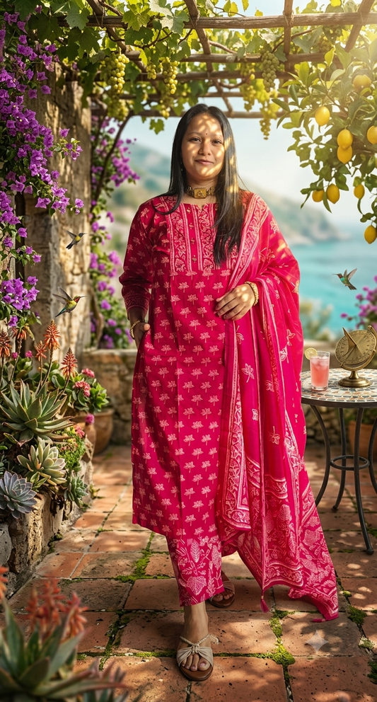 Fuchsia Heritage Plus size Cotton Salwar