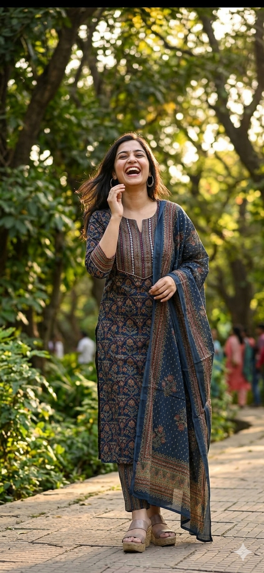 Regal Indigo Cotton Salwar