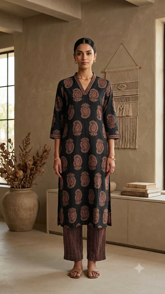 Midnight Paisley Charm Kurta Pant