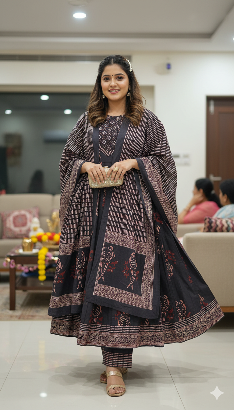 Ash Grey Anarkali Salwar