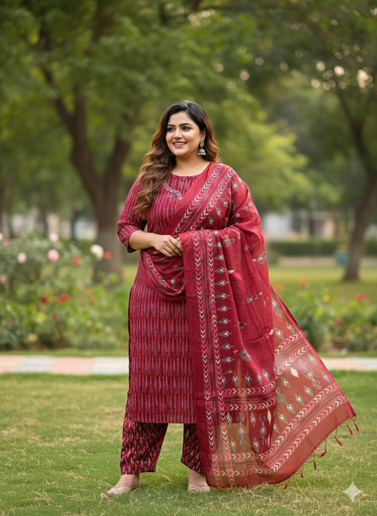 Cherry Red Stripped Salwar (Plus size)