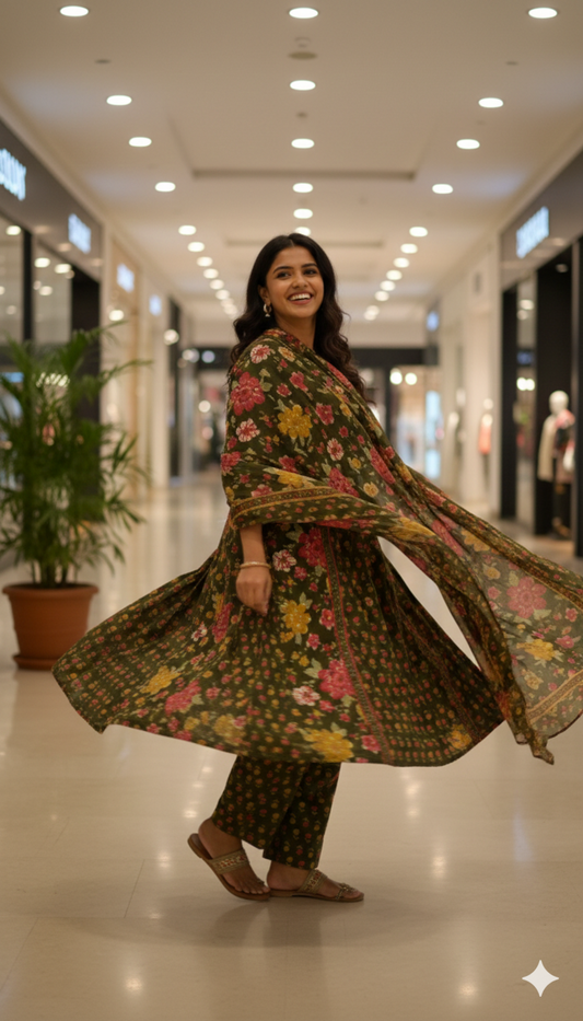 Royal Garden A-Line Cotton Salwar