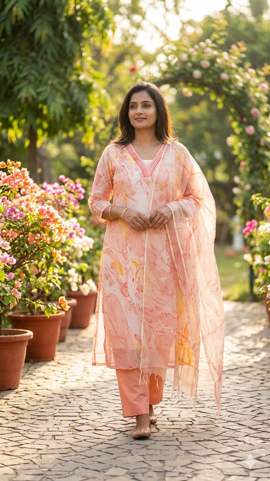 Peach Blossom Kota Doria Salwar