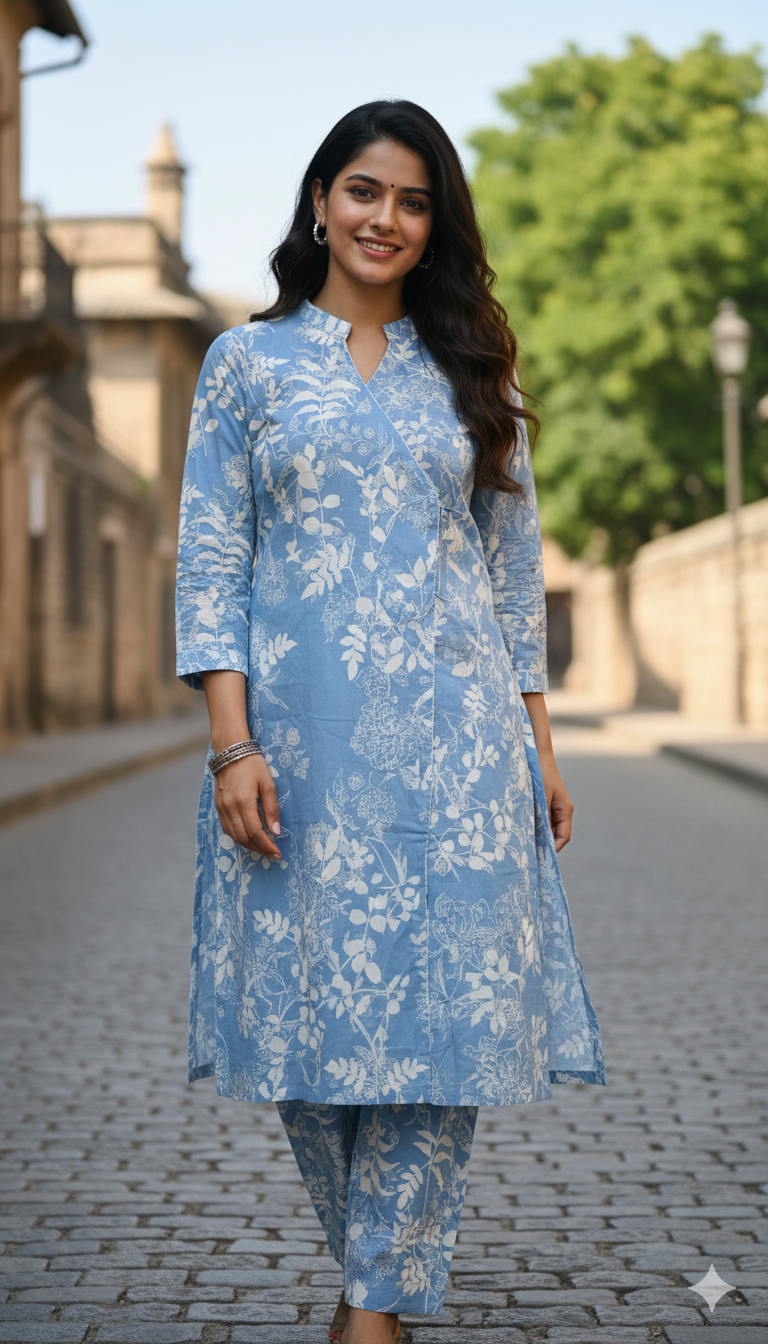 Blue Ivy Angrakha Cotton Co-Ord