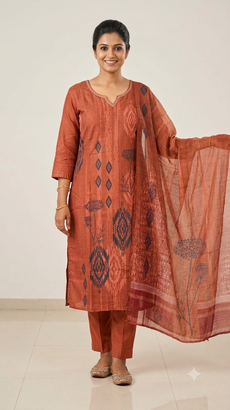 Rust Brown Linen Lining Salwar