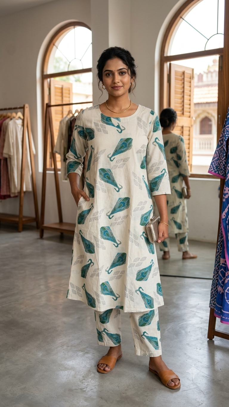 Peacock Grace Pure Cotton A-Line coords