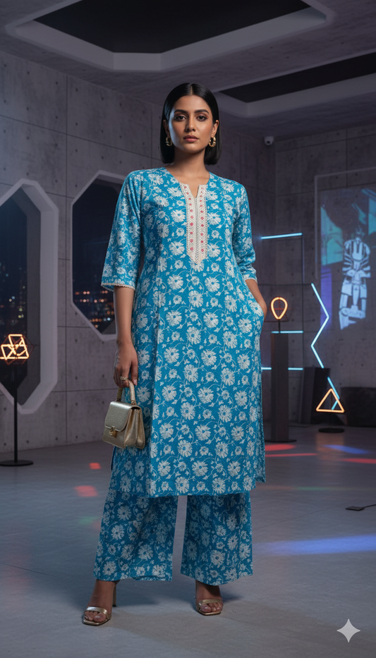 Sea Blue Cotton Coords