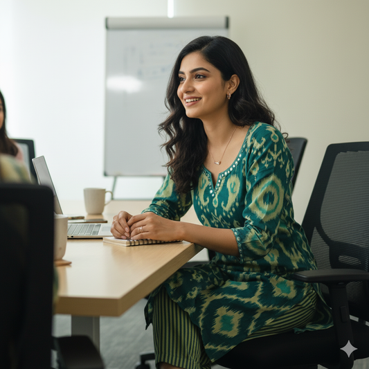 Dark Green Batik Kurta Pant