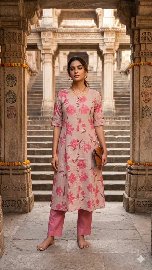 Blush Vanya Floral Aline Kurta