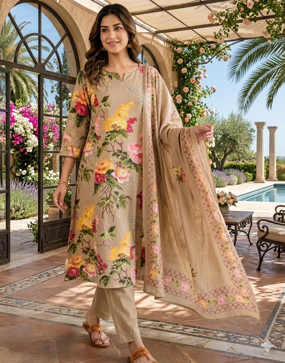 Floral Princess Cut Cotton salwar