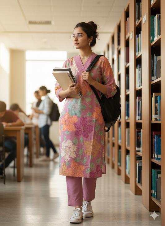 Lilac Floral Kurta pant