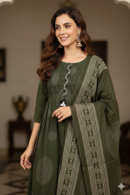 Olive Grace Premium Cotton Salwar