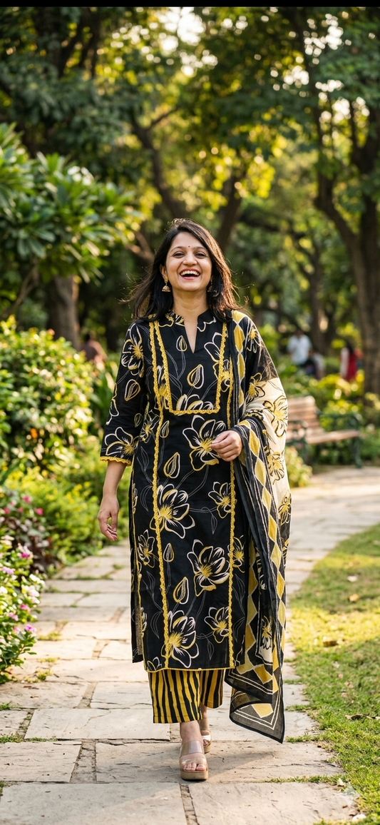 Golden Petal Cotton Salwar