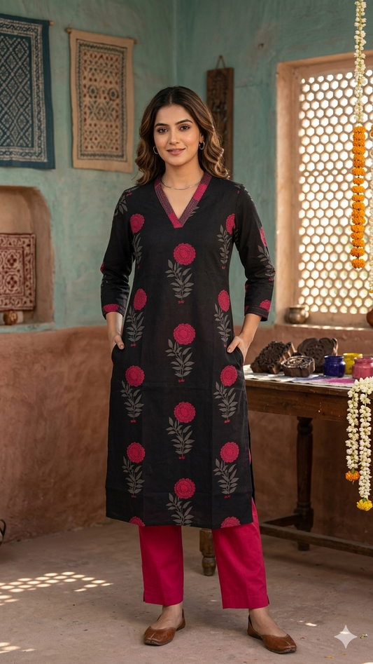 Noir Gulzar Floral Kurta