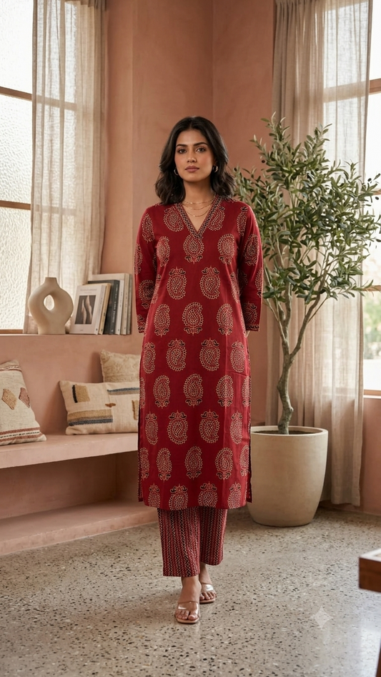 Crimson Paisley Kurta Pant