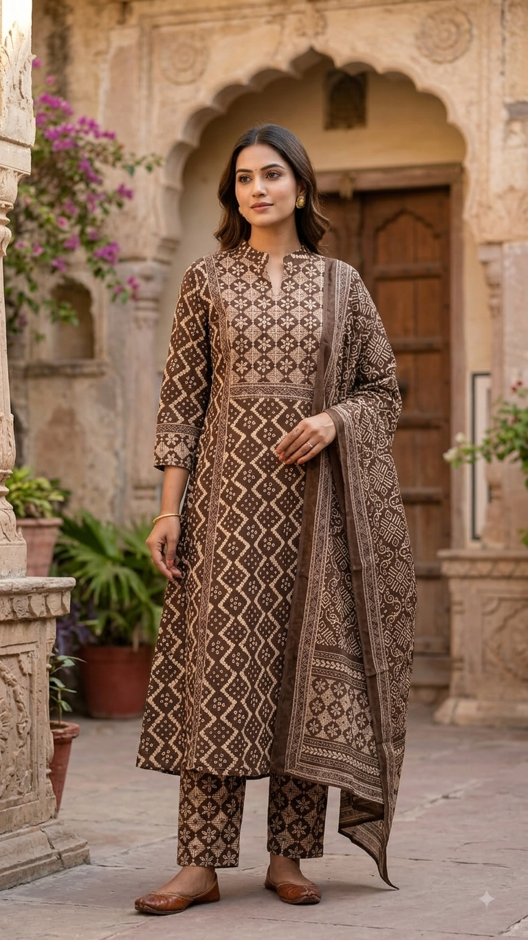 Chocolate Brown Heritage Mul Cotton Salwar