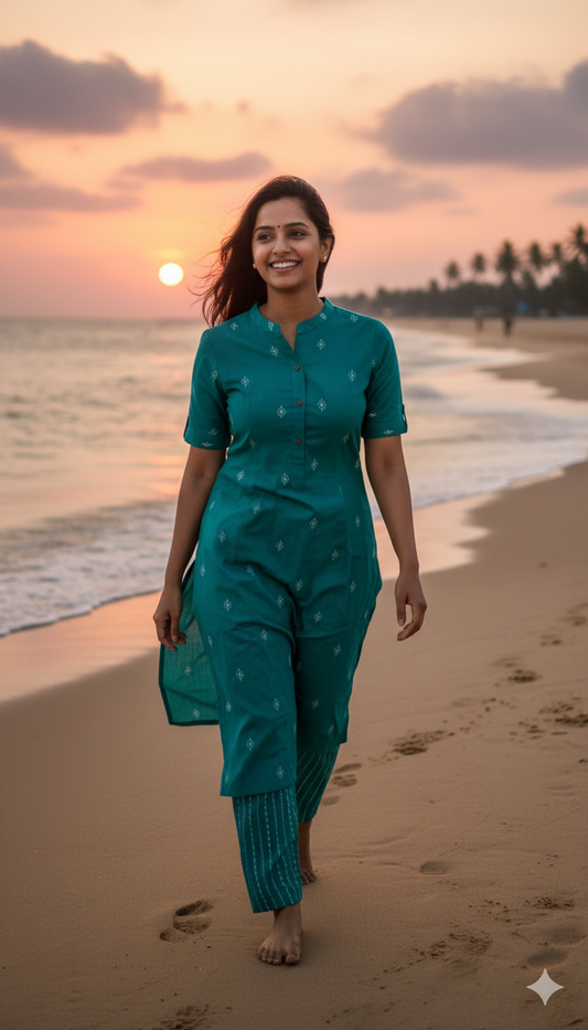 Dark Turquoise Kurta Pant